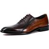 Generico Scarpe Formali in Pelle Fatte a Mano da Uomo Oxfords Basse Stringate Scarpe Eleganti per Matrimoni Feste e Affari,Rosso Marrone,46