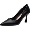 GUOCU Donna Tacco Alto con Tacco in Pelle Scarpe Decolte Eleganti Comode Punta Décolleté Vintage da Cerimonia Tacchi Heels Dance per Ufficio Feste Lavoro,Nero 7,36