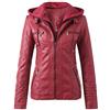 IQYU Giacca in pelle da donna nera in ecopelle - giacca da donna con cappuccio giacca softshell per attività all'aria aperta, calda giacca invernale vintage bomber grandi dimensioni giacca da motociclista,