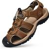 KINHA Sandali da uomo in pelle sandali classici estivi da uomo sandali morbidi e confortevoli sandali da spiaggia uomo scarpe di grandi dimensioni 38-47, Nero , 50 EU