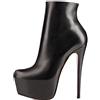 elashe- Stivaletti Donna con Tacco - 15CM Scarpe col Tacco con Plateau - Classiche Stivaletti Donna Inverno Nero EU45