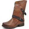 IF Fashion Scarpe Da Donna Stivali Stivaletti Biker Fibbie Anfibi Al Polpaccio Largo Con Borchie 647-2 Testa di moro N.38