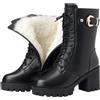 Edelaura Stivaletti Eleganti da Donna per L'Inverno Caldi con Plateau in Peluche Stivaletti Neri Stringati da Tempo Libero con Tacco a Blocco a Gamba Corta Dotati di Fibbia e Cerniera