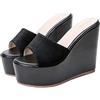 MYGFYS Sandali con Zeppa 14 Cm da Donna con Plateau E Sandali con Tacco Alto,Nero,37 EU