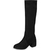 Generico Stivali Donna Invernali Pelle Blu Stivali Al Ginocchio Donna Pelle Vera Scarpe Running Donna Scarpe Neve Stivali Donna Alti Coscia Scarpe Running Donna