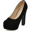 Lroey Reoly Décolleté con Tacco Largo da Donna, Pompe al Tallone Alto Punta Rotonda Senza Chiusura Scarpe da Sera con Plateau Moda Uaeejb Nero Numero 34 EU