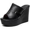 TNMIUH Sandali Donna Platform in Pelle, Ciabatte Eleganti con Zeppa Alta 11cm, Plateau Nero, Scarpe Estive Moda,Nero,43 EU