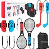 CODOGOY Switch - Accessori sportivi CODOGOY 10 in 1 Switch Set di accessori sportivi con borsa per il trasporto per Nintendo Switch Sport, kit di accessori per la famiglia compatibile con interruttore