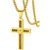 FaithHeart Collana con Croce da Uomo, Ciondolo Croce Cristiana, Acciaio Chirurgico Inossidabile 316L, Impermeabile, Tre colori, Catena 55+5cm, Regali Comunione Maschio