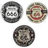 ZENRUIMING Set di 3 spille rotonde in lega Route US 66, badge da viaggio in autostrada retrò per madre strada, autostrada, Joyride Singapore, souvenir di avventura di viaggio, accessori da collezione