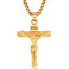 FaithHeart Crocifisso Collana Uomo INRI Ciondolo di Gesù Modello Retro Collana Crocifisso Uomo Collana Uomo Acciaio Inox Regalo Compleanno Impermeabilizzazione Alta Qualità