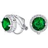 Bling Jewelry 2Ct Verde Taglio Brillante Solitario Rotondo Cubic Zirconia Cz Halo Clip Su Orecchini A Perno Smeraldo Simulato Argento Placcato Ottone