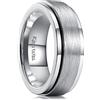 King Will Anello girevole nero lucido da 8 mm per uomo e donna, 59.4 (18.9), Acciaio inossidabile, Nessuna gemma