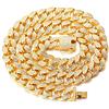 HALUKAKAH Catena D'oro per Uomo, 20MM da Uomo Placcato Oro Reale 18k Catena a Maglia Cubana Collana Girocollo 90cm,pieno Cz Diamante,con Confezione GRGALO
