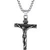 FaithHeart Collana con croce cristiana in acciaio inox/oro/nero ciondolo INRI con catena regolabile 55+5 cm gioielli religiosi battesimo protezione personalizzabile per uomo donna (scatola regalo),