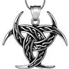 Hipunk Collana con nodo celtico con ciondolo vichingo - Triskelion celtico nordico triplo Odino corna a mezzaluna di corno di odo, amuleto triskelion in peltro protezione tribale vichingo triskele, Metallo