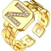 Bestyle Anello con Lettera N Donna Regolabile Oro con Iniziale Color Oro e Confezione Regalo
