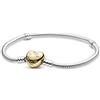 PANDORA Icons Bracciale in argento con chiusura a forma di cuore placcata in oro 14k, 21
