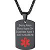 PROSTEEL Emergenza Collana Personalizzata Stella di Vita Rossa Informazioni Persnali Mediche Urgenti, Lunghezza Regolabile, Acciaio Inossidabile, Argento Nero Oro - Incisione Gratis