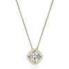 Diamond Treats Collana Donna Argento 925 con Ciondolo Halo Taglio Cuscino e Zirconia Cubica, Placcata Rodio o Oro, Collana Elegante con Pietra Colorata