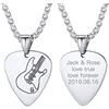 Suplight Collana Personalizzata Uomo Donna con Ciondolo Plettro Chitarra - Acciaio Inossidabile - Incisione Personalizzata - Confezione Regalo