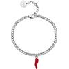 Brosway Bracciale da donna collezione Chakra. Gioiello in acciaio 316L con finitura in pvd argento. Simboli: cornetto rosso. Misure: 18 cm e 3 g. La referenza è BHKB139
