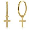 ROSA DI MANUEL Orecchini in oro sterling certificato, cerchio tubo con croce, misura cerchio 10 mm. (1-966001A10), Oro giallo