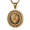 AsAlways Hip Hop Jewelry 3D Lion Head Shiny Circle of Cuban Link Pendant Gold Medallion Lion King Leo Necklace for Men Women