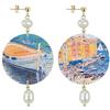 IN Lebole Collezione The Circle DOR108 Portofino Orecchini da Donna in Ottone Pietra Perla