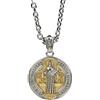 ForFox Collana con Ciondolo Medaglia Croce di San Benedetto in Acciaio Inossidabile Titanio per Uomo Donna Catena da 70cm Bicolore