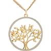 BISONBLUE Collana Donna Ciondolo Pendente Uomo Necklace Collana Con Ciondolo Grande Albero Della Vita In Cristallo Catene Lunghe Multistrato Ciondolo Albero Cerchio Tondo Colore Regalo Donna