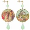 IN Lebole Collezione The Circle DPOR01 La Bella e La Bestia Orecchini da Donna in Ottone Pietra Verde Giada
