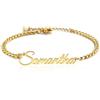 MMXX Bracciale con Nome Personalizzato o Cavigliera per Donna Bracciali Personalizzati con Targhetta in Oro/Argento/Oro Rosa con Pietra Portafortuna Regalo per Madre Fidanzata Figlia - A2