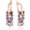FUSHENGTER Orecchini Donna Orecchino Regalo Earrings 925 Orecchini pendenti con zirconi naturali viola lucenti per le donne, in cristallo di tendenza, colore oro rosa