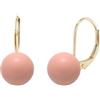 gioiellitaly Orecchini monachella pendenti pallina corallo rosa sfera grande 10mm chiusura argento 925 dorato gioiello artigianale orecchini donna ragazza