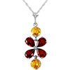 Galaxy Gold GG 3.15 Ctw collana in oro 14 K bianco massiccio naturale con rotonda citrino & granato a forma di goccia ciondolo, Oro bianco, cod. 1591W_16