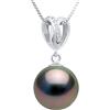 PEARLS & COLORS - Ciondolo rotondo di perle coltivate di Tahiti da 10-11 mm - Qualità A+ - Diamante 0,030 carati HSI - Autentico - Disponibile in oro giallo e bianco - Gioielli da donna