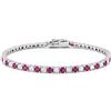 amorili Bracciale Tennis Argento 925 con Zirconi Bianchi e Colorati Alternati - Braccialetto Elegante Unisex Donna Uomo - Gioiello Luminoso Idea Regalo (bianco e rubino cm 16)