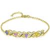 Presentimental Bracciale Infinity Personalizzato da Donna con Nome Pietra di nascita Bracciale Regalo per Donna Mamma Figlia Moglie Amica (Oro, 4 nome)