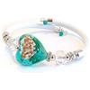 Venezia Classica - Bracciale da Donna con Cuore in Vetro di Murano Originale e vera pelle Toscana, Collezione Tuscany, con foglia in argento e oro 24kt, Made in Italy certificato (verde)