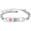 lorajewel Braccialetto di allarme medico personalizzare Bracciale da uomo e donna Nastro Braccialetto di rame SOS di emergenza Festa del papà Festa della mamma Regalo (4#)