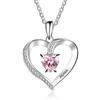 Grovjewfit Collana Personalizzata da Donna con Nome Pietre natali Pendente a Cuore in Argento sterling Regalo di Natale, San Valentino Festa della Mamma (1 stone-argento)