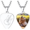 U7 Collana con Foto Personalizzata Pendente Plettro Chitarra Collana Uomo Chitarra Plettro Musica Personalizzata con Foto Acciaio Inossidabile, Originale Idee Regalo per Uomo Donna