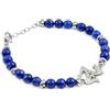 amorili Bracciale Trinacria Uomo Donna in Acciaio e Pietre - Simbolo Sicilia - Gioiello Siciliano Unisex Artigianale Elegante Regalo (giada blu)