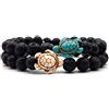 KARDINAL WEIST perle di lava bracciale con perle di howlite tartaruga, surfista braccialetto, diffusore di oli essenziali - bracciale yoga (M, partner bracciale)