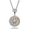 ICEDIAMOND Full Lab Diamond Spin-Up 69 Ciondolo dipinto a margherita Catena pazza, Zirconia brillante ghiacciata con gioielli Hip Hop placcati in oro per uomo Donna (White-Large)
