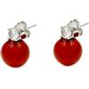 Damiano Argenti Orecchini in Argento Sterling 925 e Zirconia Cubica Bianca con Sfera Colorata in Pasta di Turchese, Corallo Rosa e Corallo Rosso Rosso