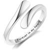 MeMeDIY Anelli di Promessa Personalizzati Anello a Spirale in Argento Sterling 925 con Incisione di Nome/Data/Iniziale per Donna Fede Nuziale di Fidanzamento Fede Aperta Regolabile - D1