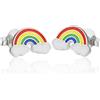 Sakrami Orecchini in Argento 925 con perno per Bambini Arcobaleno e Nuvola Smaltata Personalizzabile - Kids Collection + Confezione Regalo Personalizzata - Orecchini per Nascita Comunione o Battesimo