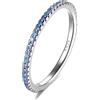 LES FOLIES DI PAOLA GRIECO Anello Veretta Girodito Celeste Ciano Azzurro in argento 925 rodiato - Rainbow Collection (US 5 - ITA 9)